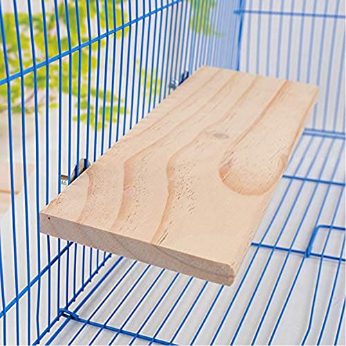 Litewoo Parrot Bird Wood Perch Platform Large Stand Shelf for Budgie, 1PC | Natural wood, sturdy flat bird perch shelf, for small-medium birds/parakeet/cockatiel/conure, easy install & adjustable - size: 1PC