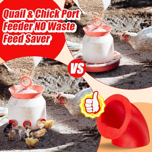 Teenyyou 20 Pack Quail Feeders No Waste Chicken Feeder Port DIY Chick Feed Saver Quail Supplies for Coturnix Small Poultry Farm Bucket Bin Container (1.5 Inch,Red) - color: Red, size: 1.5 Inch