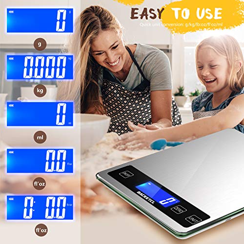 BACK KTCL''Cooking Master' 22lb Digital Kitchen Food Scale | Measures in Grams and Ounces for Weight Cooking Baking,1g/0.1oz Precise Graduation,Stainless Steel and Tempered Glass