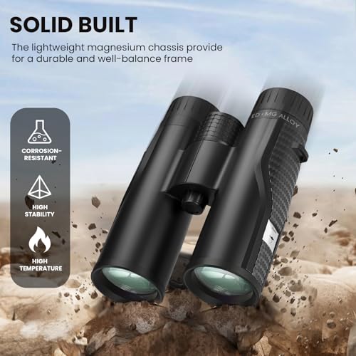 Premium ED HD Binoculars 10x42 for Adults, Waterproof & Fogproof with Magnesium Alloy Body, BAK4 Prism - High Power Binoculars for Bird Watching, Hunting, Travel & Outdoor Sports, Compact - size: ED10X42