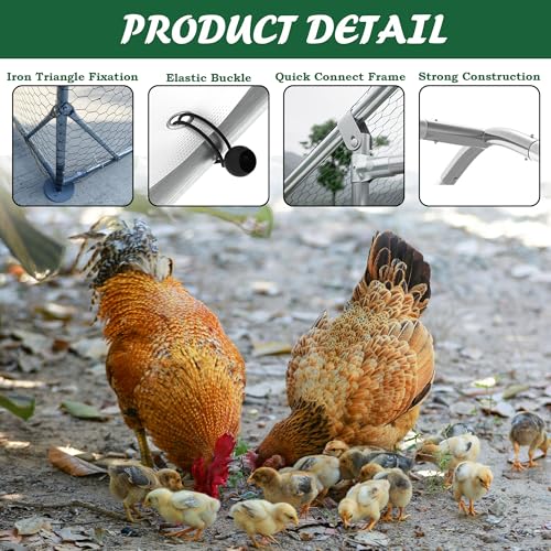 Large Metal Chicken Coop,Outdoor Chicken Coop Run with Water-Resident and Anti-UV Cover,Dome Roof Walk-in Poultry Cage Duck Rabbit House for Outside,Backyard and Farm, 13'Lx9'Wx6.5'H - color: Dome Roof, size: 156.0"L x 108.0"W x 78.0"H