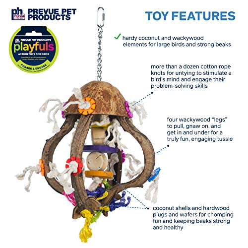 Prevue Pet Products Jellyfish Bird Toy Hanging Cage Toy for Foraging | Accessories for Parrots, Conures, Cockatiels, Budgies, and Medium to Large Birds, Exploration, Beak Exercise and Enrichment