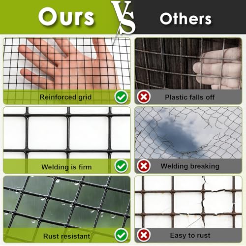 Gbekery Black Hardware Cloth 1/2inch,16in x 10ft 19 Gauge, PVC Coated Galvanized Steel Chicken Wire Fence Roll Garden Plant Welded Metal Wire Fencing Roll, Rabbit Cages Snake Fence,Black - color: Black, size: 1/2 inch 16in x 10ft