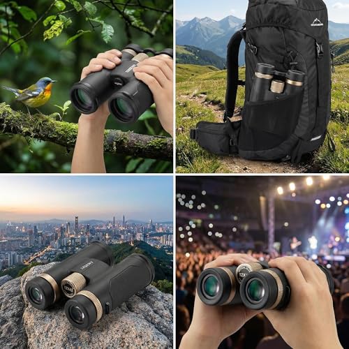 12x42 HD Binoculars for Adults High Powered with Phone Adapter and Tripod, Super Bright Binoculars for Bird Watching Hunting，Hiking，Safari，Travel，Sports，Concert.Black