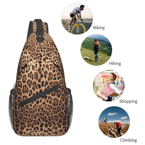 Leopard Print Skin Sling Backpack Crossbody Shoulder Bag Chest Bag Travel Chest Pack Casual Daypack For Women Men Hiking Sports Working - color: Black11