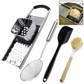 Premium Grade Stainless Steel Spaetzle Maker with Comfort Grip Handle, Stainless Steel Spider Strainer Skimmer Spoon with Cleaning Brush, Homemade German Egg Noodle Dumpling Making Tool Set
