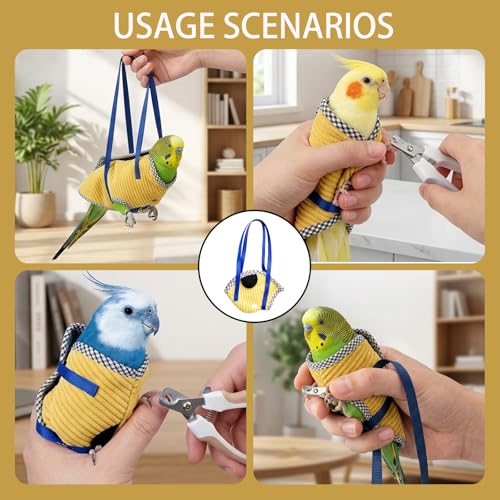 Comfortable Fabric Design Bird Diaper Flight Suit for Small Medium Parrots, Easy to Use Bird Leash for Outdoor Activities, Durable and Secure Bird Walking Accessory