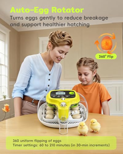 Incubators for Hatching Eggs, 16 Eggs Incubator with Auto Water Refill, Automatic Turner, Digital Temperature Control & Humidity Display and Led Candler, Poultry Hatcher for Chicken, Duck, Quail