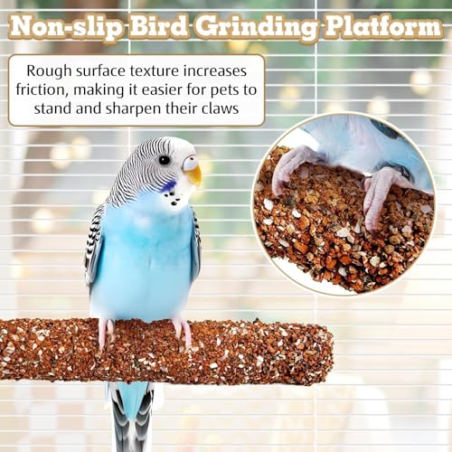 PINVNBY 2 PCS Natural Bird Perches Calcium Mineral Parakeet Chewing Toy Sticks Parrot Beak Grinding Stone Cage Accessories for Small Medium Budgie Cockatiel Conure Lovebird