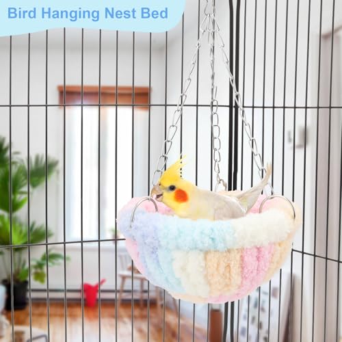 Wontee Bird Nest Bed Parrot Hanging Swing Hammock Bird Cage House for Budgies Parakeets Cockatiels Lovebirds Conures (Multi-Colored) - color: Multi-colored