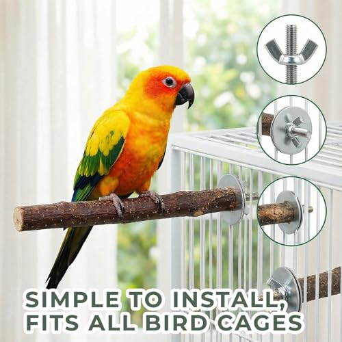 Natural Bird Toys and Wood Perches Set, Essential Parrot Cage Accessories with Hanging Swings, Stands and Shreddable Foraging Toys for Parakeets, Cockatiels, Budgies (20 Pack) - size: 20 Pack