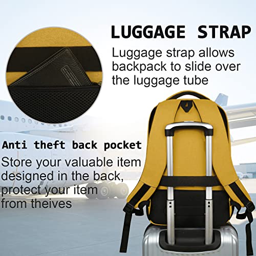 Laptop Backpack,Business Travel Anti Theft Slim College Backpack | Water Resistant Durable Computer Bag Gift for Women & Men Fits 15.6 Inch Laptop and Notebook - Yellow - color: Yellow, size: 15.6 Inch, style: Laptop
