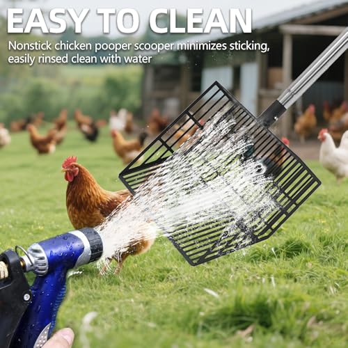 PUPTECK Large Chicken Poop Scooper - Adjustable Long Handle Poop Scooper with Deep Shovel, Detachable Heavy Duty Shovel Multifunctional Chicken Cleaning Tool Coop Accessories(23"-68") - size: XL(Length 23"-68", Width 10")