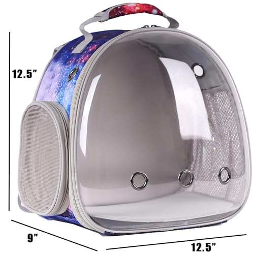 Guinea Pig Carrier Backpack, Bearded Dragon Backpack, Reptile Lizard Clear Space Capsule Bubble Astronaut Window Backpack Carrier for Bunny Hedgehog Rabbit Hamster (Galaxy Blue) - color: Galaxy Blue