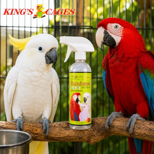 King's Cages Rainforest Mist White Spray 17oz. Feather Conditioning Bath Mist Vanilla Scent for Cockatoos and Macaws Parrots - size: Pack of 1