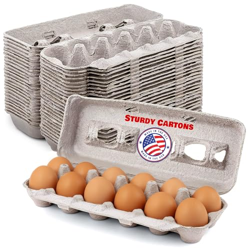 MT Products Blank Natural Pulp Egg Cartons Holds Up to Twelve Eggs - 1 Dozen - Strong Sturdy Egg Crate Cardboard Material Perfect For Storing Extra Eggs (25 Pieces) - Made in the USA - size: Standard