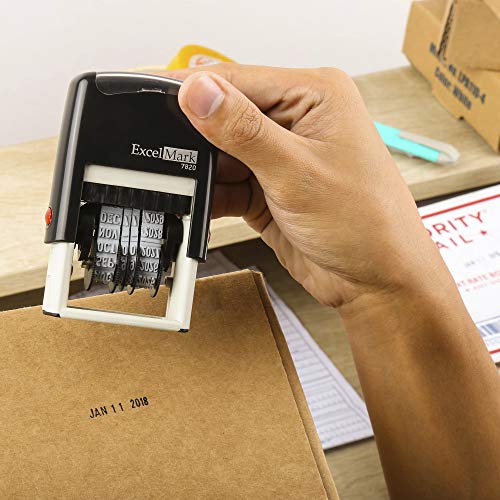 ExcelMark 7820 Self-Inking Rubber Date Stamp – Great for Shipping, Receiving, Expiration and Due Dates (Black Ink) - color: Black Ink