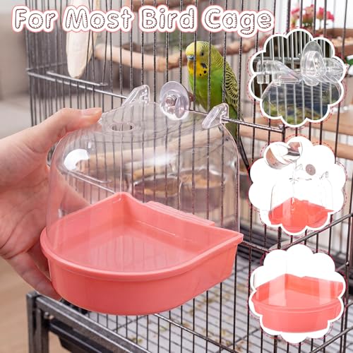 Honeydak 3 Pieces Clear Bird Bath for Cage Parakeet Bird Cage Accessories Hanging Bath Box Parrot Bathing Tub with View for Cockatiel Conure Canary Budgies Parrots (Stylish Color) - color: Stylish Color