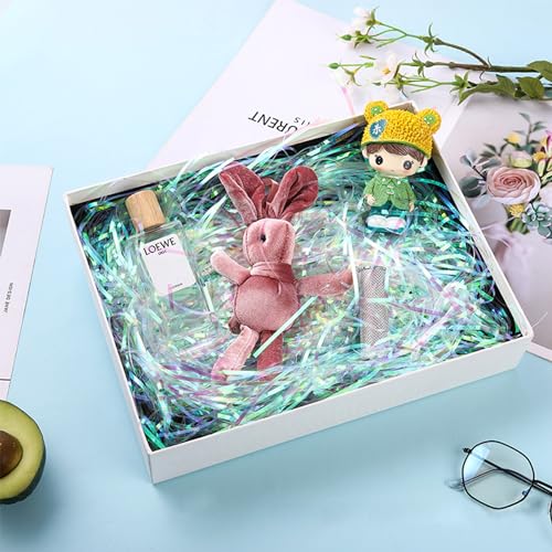 PEVOGON Easter Grass Bulk Filler Paper Shreds for Easter Basket Gift Packaging Filling Egg Stuffer Party Supplies(Colorful White) - color: Colorful White