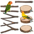 9 PCS Natural Wood Bird Perch, Wooden Parrot Perch Stand | Bird Cage Branches Platform Accessories for Parakeets Cockatiels Conures Macaws Finches Love Birds - color: 9Pcs