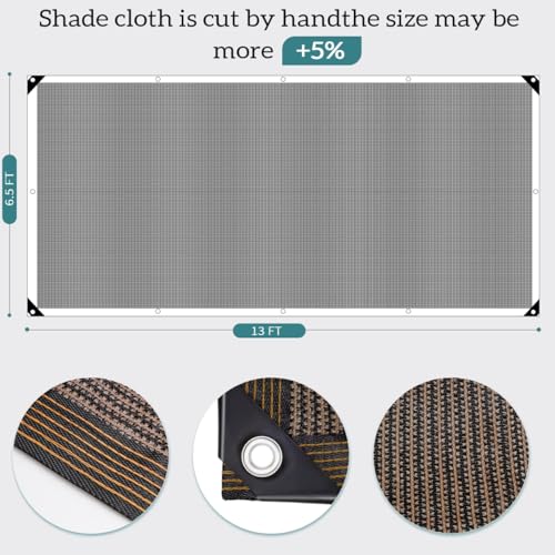 90% Coffee Brown Shade Cloth, 6.5 x 13 ft with Reinforced Grommets - color: 6.5ftx13ft