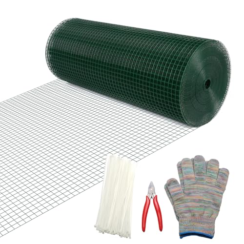 Hardware Cloth 1/2inx24x100ft,Chicken Wire Fencing,Welded Wire Mesh, Vinyl PVC Coated Mesh,Coop Garden Plant for Rabbit,Snake,Rodent,Foxes,Raccoons Poultry Netting Cage Farm Protection - color: Green, size: 1/2in 24in×100ft