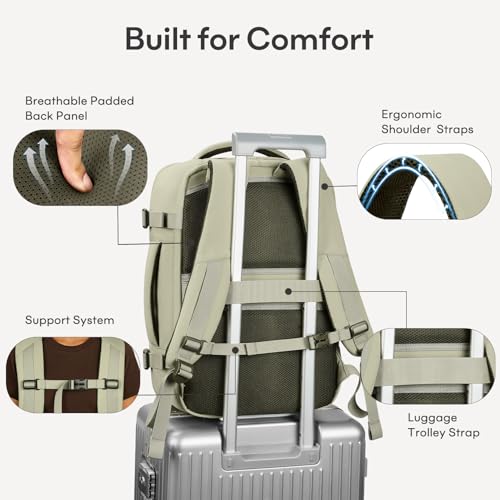 30L Travel Backpack for Women & Men: Flight Approved Carry On Backpack, TSA Personal Item Bag with Water Bottle Pocket, Weekender Essentials Backpacks fits 15.6" Laptop - Green White - color: Green White, size: Large