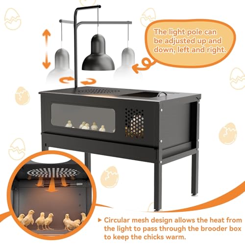HAYOHRT Chicken Brooder Box - Stand-Up Brooder Pen for Chick Brooder with Lamp Stand & Removable Collection Tray Accommodates Up to 15 Chicks Ideal for Chickens Ducks Quails, No Lamp - size: 32.6 x16.9 x24.8''