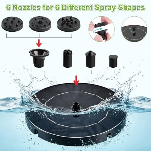 3.5W Solar Fountain for Bird Bath, Solar Water Fountain Outdoor with 6 Nozzles & 4 Fixed Rods, Solar Fountain Pump Water Pump for Garden, Pond, Fish Tank, Pool - color: 3.5w Solar Fountain Pump