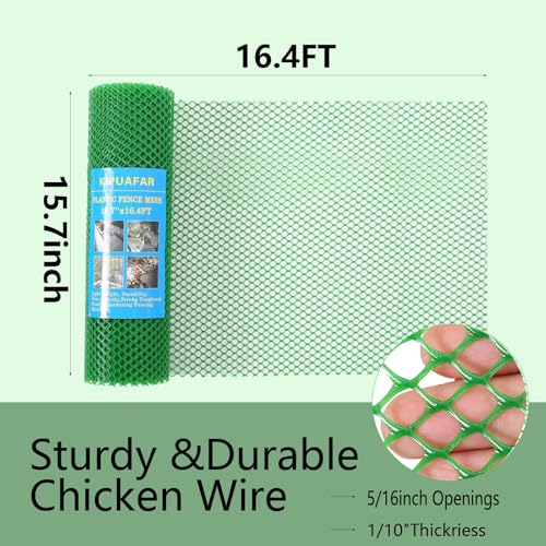 Pet Proof Barrier Net, Green Plastic Chicken Wire Mesh Fencing 15.7IN x 16.4FT, Balcony Cat Safety Net & Garden Snake Barrier, Heavy Duty Protection for Chicken Coops, Rabbit Hutches, Dog Kennels - color: Green, size: 15.7 IN * 16.4 FT
