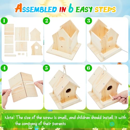 Liliful 4 Pack Bird House Kits for Kids, Wooden DIY Birdhouse Kit to Build and Paint, Birdhouse Craft Kit, Classroom Arts and Crafts Gift for Kids Ages 4-8 8-12 Boys Girls (Holiday Style) - color: Holiday Style