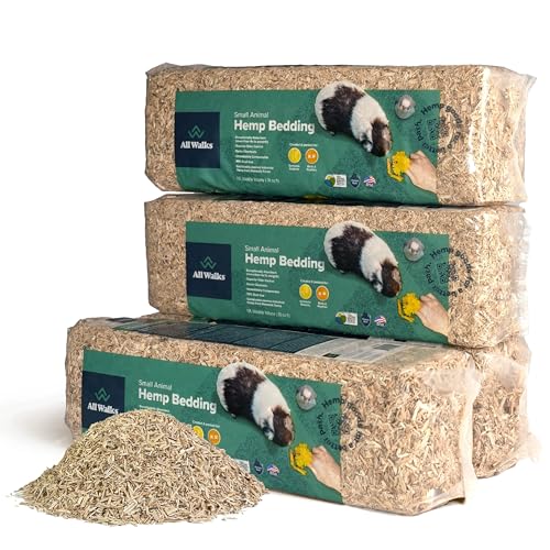 | Hemp Bedding for Small Animals, 4 x 10L Bags 40L Total (8 LBS) | Low Dust, Odor Control, Highly Absorbent, Natural Cage Bedding for Rabbits, Guinea Pigs, Hamsters, Birds and More - size: 40L