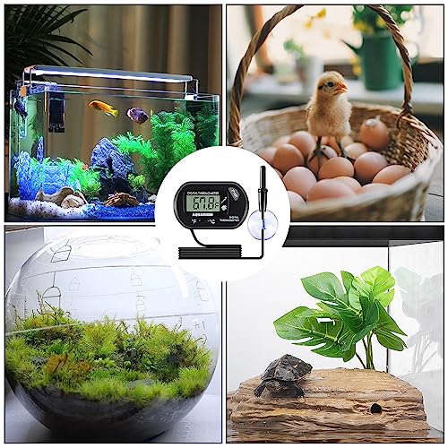 2pcs Aquarium Thermometer LCD Digital Fish Tank Thermometer with Water-Resistant Sensor Probe and Suction Cup for Turtle Incubators Terrarium Water Thermometer - color: 2pcs