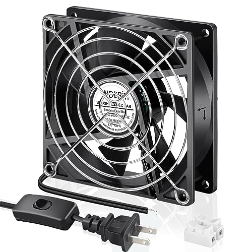 92mm Axial Fan, 110V-240V EC Cooling Fan for Cabinet | Dual Ball Bearing,ideal Ventilation Fan for Computer Case, DVR, AV receiver, PlayStation & Xbox Heat Dissipation - style: 92mm x 25mm