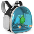 Polarized Tinted Blue Bubble Small Bird Carrier Travel Cage, Portable Bird Carry Backpack with Stainless Steel Tray and Standing Perch for Parakeet Cockatiel Budgies - color: Blue