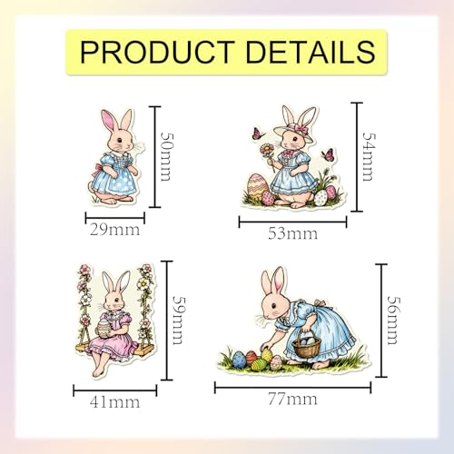 GLOBLELAND Easter Rabbit Clear Stamps and Metal Die Cuts Easter Egg Transparent Stamp Spring Flower Swing Cutting Dies for Card Making Embossing Scrapbooking - style: Easter Rabbits