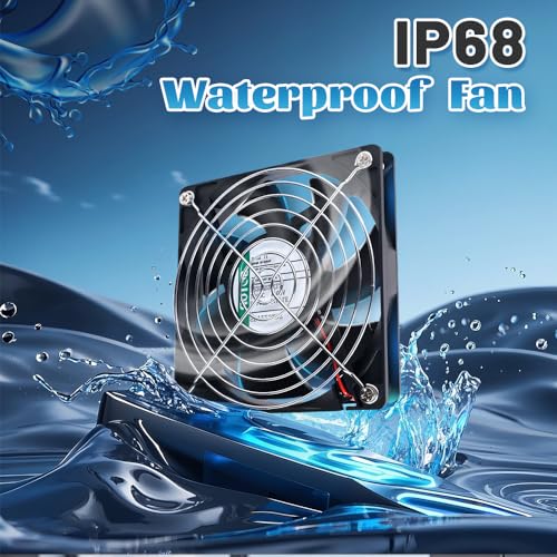 IP68 120mm Waterproof Fan with LED Voltage Display Speed Controller, 110V AC 120mm x 25mm, for DIY Cooling Ventilation Exhaust Projects
