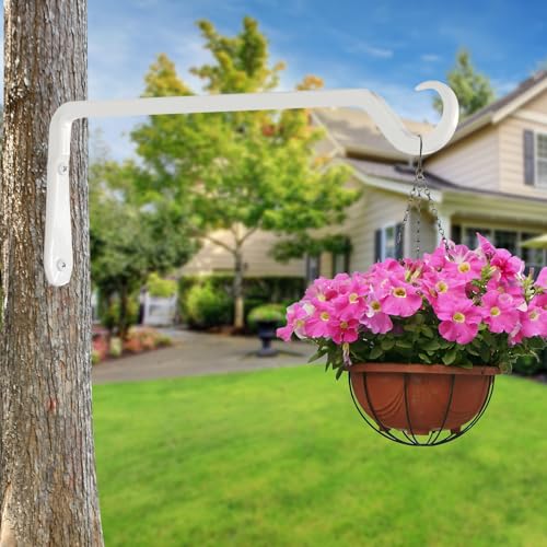 AILIN YELOKIE 12" Plant Hangers 2-Pack - Heavy Duty Rust-Resistant Steel Hooks for Bird Feeders, Indoor/Outdoor Plants & Wall Decor, White - color: White, size: 12in-2-White