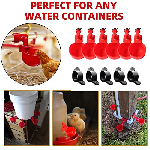 Chicken Water Cup Waterer for Poultry, 3/8 in Automatic Filling Waterer Poultry Drinking Bowl Chicken Water Feeder, Automatic Poultry Drinking Bowl for Duck Turkey Rabbit Geese Farm (24)