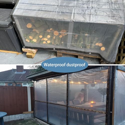 Clear Tarp 6x10 FT Waterproof Heavy Duty Vinyl Cover with Grommets for Patio Enclosure Plants Chicken Coop & Porch Winter Protection - size: 6X10FT