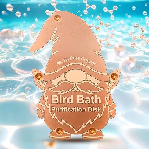 OICEME Bird Bath Purification Disk Pure Copper Outside Winter Solar Power Birdbath Backyard Outdoor Wild Cleaner Heater Hummingbird Bee Water Humming Feeder Cage Dispenser Lover Gift Accessories Gnome - color: Copper Gnome