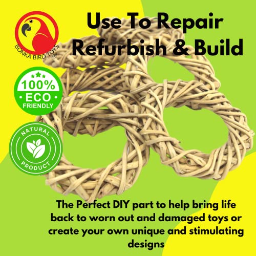 3331 Pk6 Medium Vine Wreaths Foot Talon Craft Part Bird Toy Natural Ring Woven Twist Cockatiels Parakeets Conures and Other Similar Birds