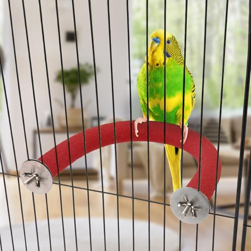 Rypet U-Shaped Parrot Perch, Bird Perch for Cage(Red S) | Safe Chew & Rest Perch for Large Birds, Durable Non-Toxic Cage Accessory, for Parakeets Cockatiels Conures Macaws - color: Red, size: Small