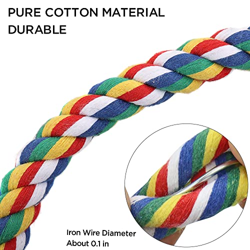 Mygeromon Bird Rope Perches Cage Climbing Accessories (31.5inch Metal nut) | for Parakeet, Parrot, Cockatiels, Budgie, Colorful