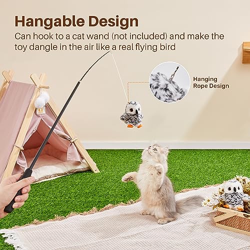 Potaroma Flapping Owl Cat Toys (No Flying), Lifelike Bird Chirp, Rechargeable Touch Activated Kitten Toy, Interactive Catnip Kicker Exercise Toys 4.0" for All Breeds | Rechargeable Touch Activated Kitten Toy, Interactive Catnip Kicker Exercise Toys 4.0 In