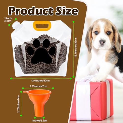 Beeveer 10 Lbs Dog Food Storage Containers 4 Pcs Dog Food Travel Bags and 4 Pcs Silicone Funnel, Pet Portable Containers with Pour Spout to Keep Fresh for Cereal, Dogs, Cats, Bird Seed