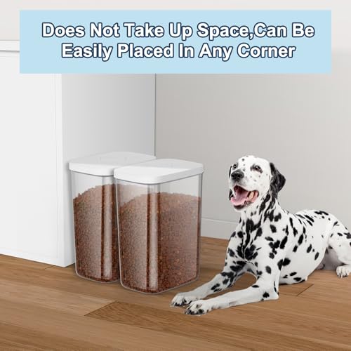 LEAWALK 5-8 Lbs/6Qt Airtight Dog Cat Food Storage Container and Pet Storage Bin BPA-Free, PET Clear Stackable Dog Treat Containers Measuring Scoop Suitable for Dogs Food, Cats Food and Other Dry-1Pack - color: White (5.6L-1Pack)