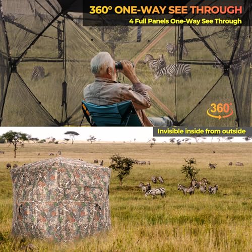ITEFDTUTNE 360 See-Through Hunting Blind, 2-3 Person, Light Woodland Camouflage, 4 Season, Hunting Tent - color: Light Woodland Camouflage