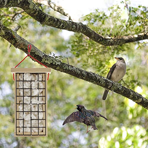 Uncle Dunkels Wooden Bird Nest Material Holder; Rustic Handmade Bird Nest Material Dispenser