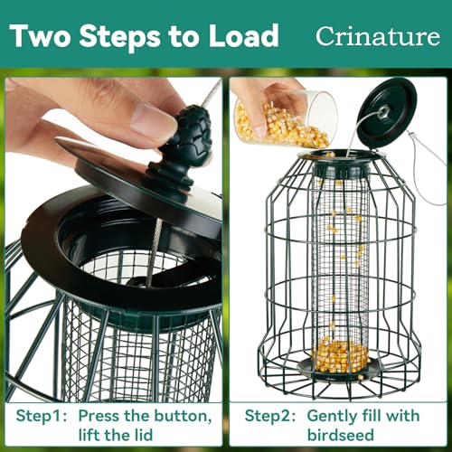 Squirrel-Proof Bird Feeder-Outdoor Cage-Type Mesh Peanut Hanging Bird Feeder for Small Wild Birds- Chew-Resistant and Weatherproof(Green)